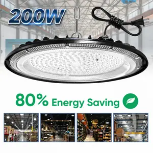 200W UFO High Bay Lights 30,000 Lumens, with US Plug and Suspension Chain LED Commercial Lighting Fixtures for Warehouses, Garages, Factories, Barns Commercial High Bay LED Lighting - Safe, Efficient, and Energy-Saving,SummerWins, DealsForYouDays