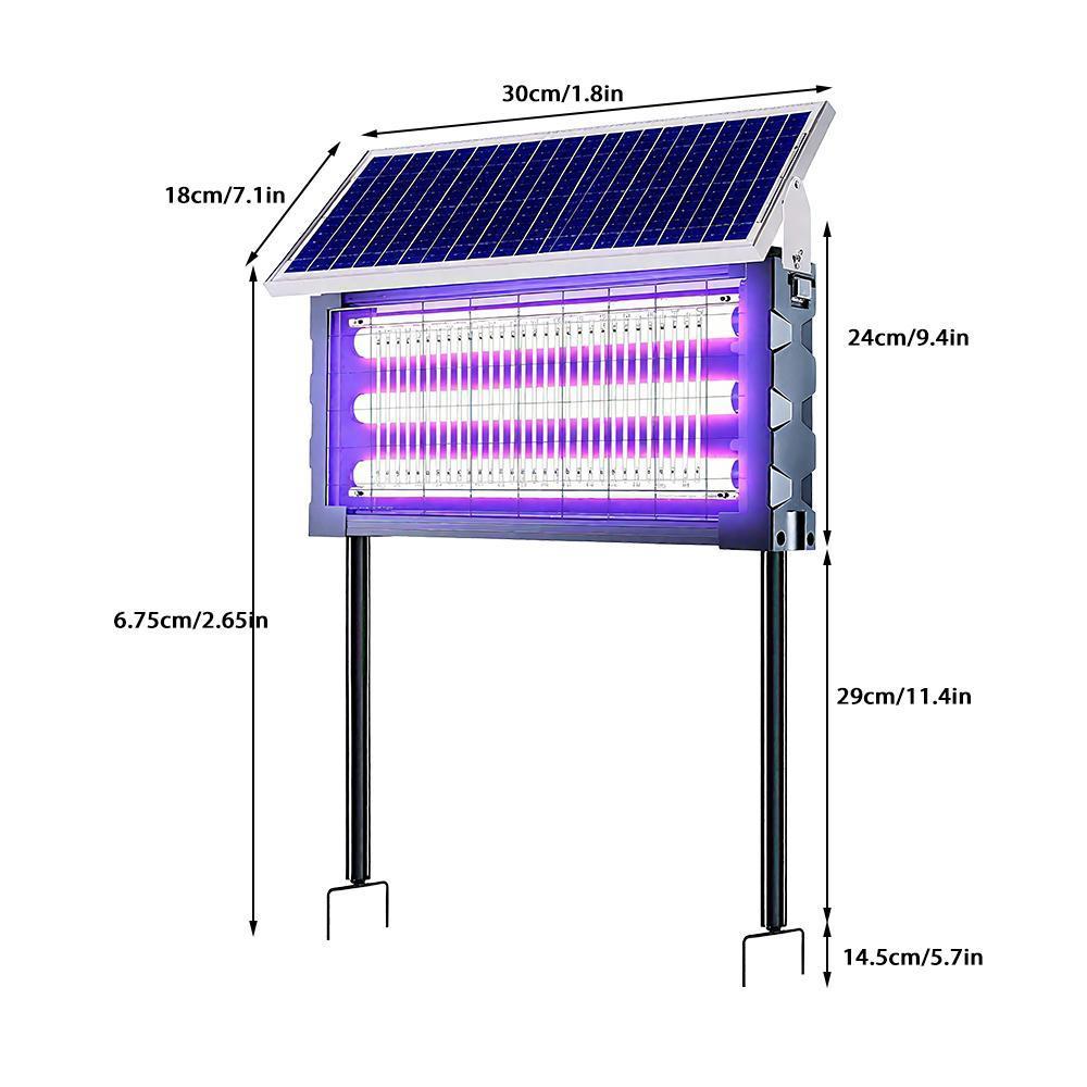 Solar Insect Zapper Outdoor 20W, Mosquito Killer Lamp with 3 Tubes, Dual Charging & 6000mAh Battery