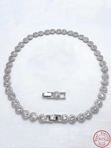 tennis chain necklace, sparkling rhinestones chains, fashion jewelry for party, daily clothing decor, trendy all-match & exquisite jewelry for birthday gift