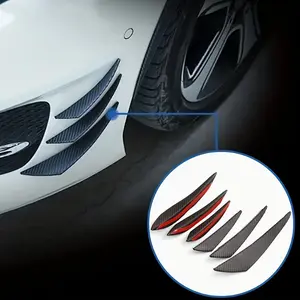6pcs Front Bumper Spoiler, Universal Car Modification Carbon Fiber Pattern, Auto Parts Upgrade, Durable Design, Easy Installation