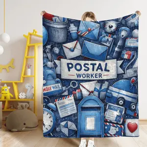 Comfortable Postal Worker Themed Flannel Fleece Blanket for All Seasons Soft Cozy Knitted Craftsmanship Perfect for Naptime