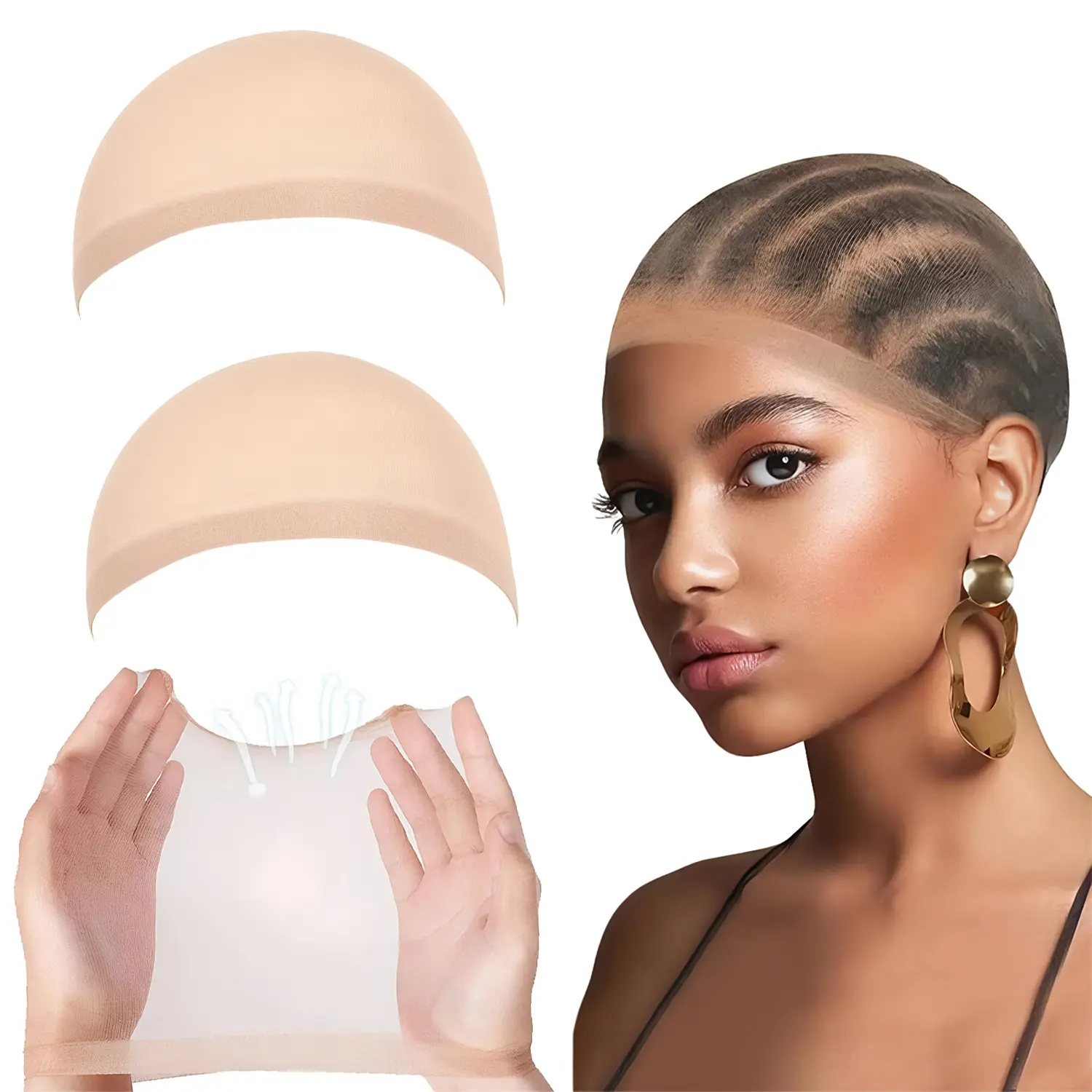 2pcs Lace Wig Cap - Invisible, Breathable, Ultra-Stretchy Hair Tools for Natural Look Wig & Hair Extension Accessories