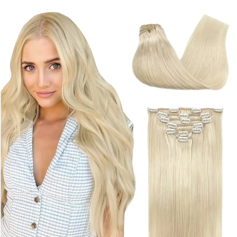 Rubio Platino #60A Seamless Clip-in | Extensiones de Cabello