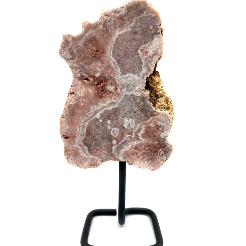 Brazilian Pink Amethyst Crystal Slab Specimen- mounted on a stand