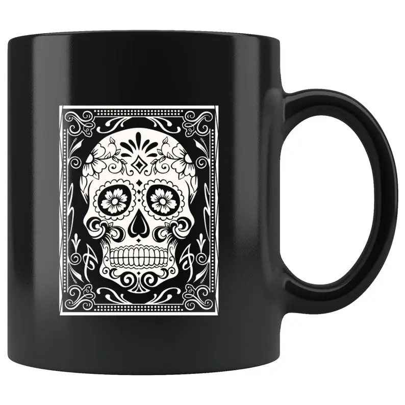 Sugar skull Floral Skull Mug, Sugar skull Floral Skull Mug