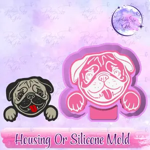 Peeking Pug Freshie Mold Housing, Flexible Silicone Moulds for DIY Candle & Soap Making, Resin Mold Moulds