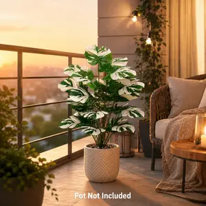 Realistic Variegated Monstera Leaf Plant, Choose 24/18/12 Leaves, No Pot, Perfect for Home Office Hotel Decor, Wedding Business Space