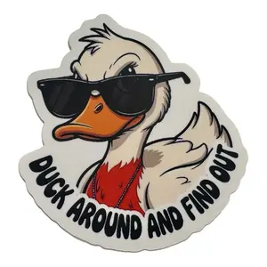 Duck Around and Find Out Vinyl Waterproof Sticker Bold Duck with Shades Red Bandana Matte Finish 2.9 x 3 Easy Peel-Stick challenge binder