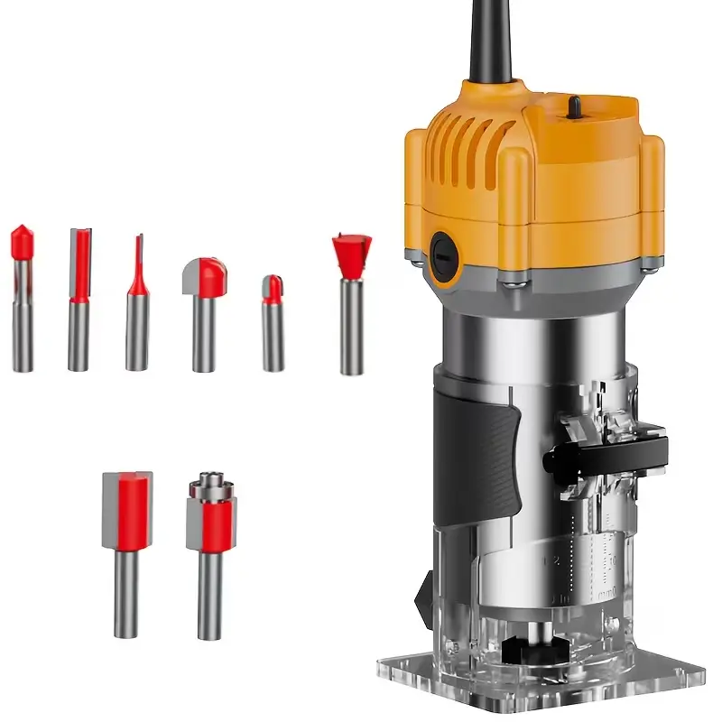 HANWISE Wood Router, 6.1Amp 800W Wood Routers For Woodworking, Hand Wood Router Tool, 35000R/MIN Compact Edge Trimmer Guide Accessories And Wrenches, Suitable For, Carving And Edge Treatment
