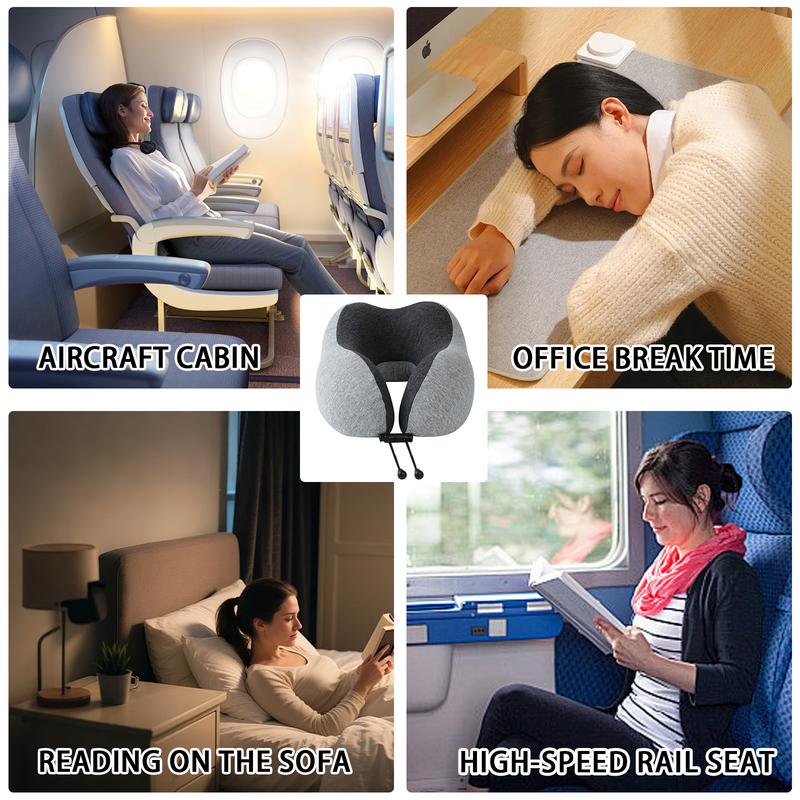 Travel Neck Pillow | Memory Foam Neck Pillow, New Portable U-Shaped Pillow with Neck Support, Breathable & Washable Cover, Compact for Plane, Office, Bus, Train, Sofa, Nap–Includes Storage Bag