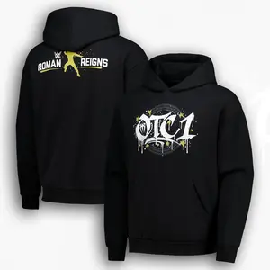 Men's Roman Reigns Gold OTC1 Graphic Hoodie Black Wrestling Fan Apparel, Tribal Chief Streetwear Hoodie, Vintage Style Pro Wrestling Sweatshirt, Gift for WWE Fan