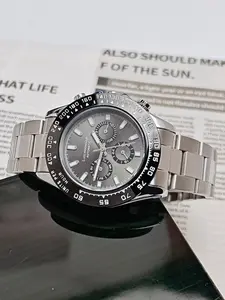 Multi-Function Chronograph Mechanical Watch for Men, Skeleton Stainless Steel Automatic Self-Winding Timepiece with Month, Date, Day, and 24-Hour Display – Luxury Gift for Business & Fashion