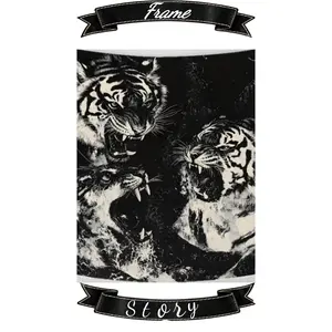Black White RoaringWall Hanging For Bedroom Tiger Tapestry - Cool Dark Aesthetic , Wild Animal Print Wall Decor For Gaming Room Setup
