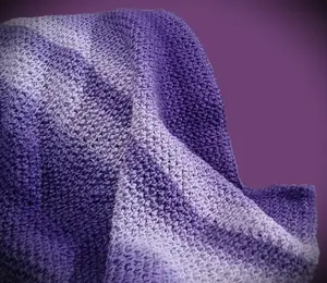 Crochet Blanket, Hat and Scarf Sets, Shawl - Crochet, Fashion, Casual, Scarf, Winter, Beanie, Handcrafted, Ruffle, Purple, Trendy, Solid, Color Block