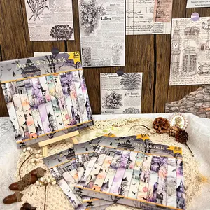 Creative Scrapbooking Paper Pad, 12-sheet Graveyard Crow Pattern Scrapbooking Paper, DIY Decorative Paper for Bullet Journaling, Collage Art, Greeting Cards