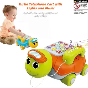 Phone Toy with LED Lights and Music, Pull Cord Moveable Simulated Call, Early Education Learning Toy, Perfect Birthday Gift