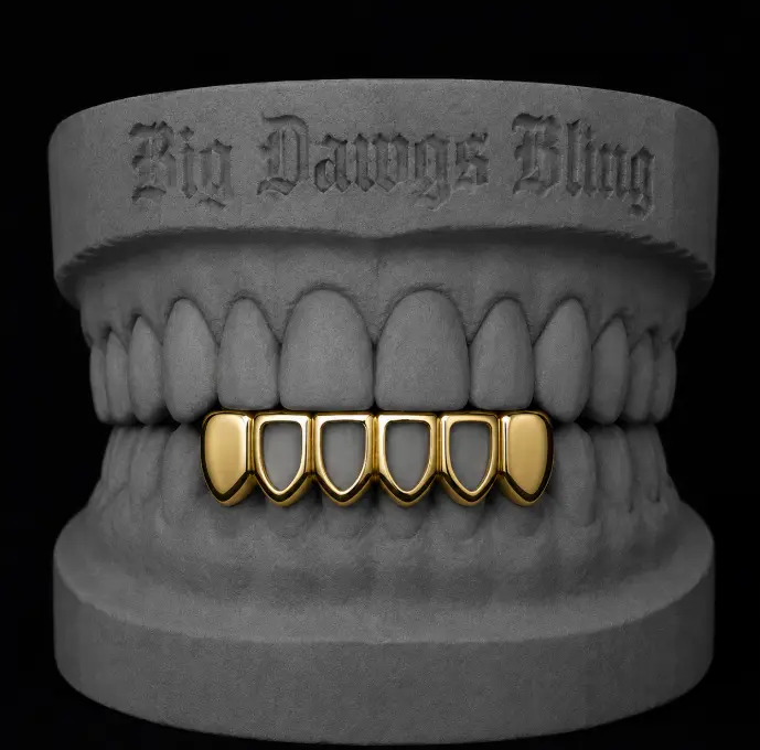14K Gold Plated Bottom Lower 4 Open Face Grillz