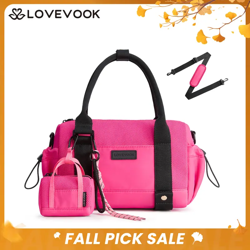 LOVEVOOK Gym Duffle Bag,Yoga Travel Weekender Bag, Featherweight&Durable,Multi Pockets with PVC Waterproof Pocket,Side Bottle Holder,Adjustable Yoga Mat Strap,Carry Handles&Removable Crossbody Strap,Versatile Sports Overnight Bag for Work,Gym,Short Trip