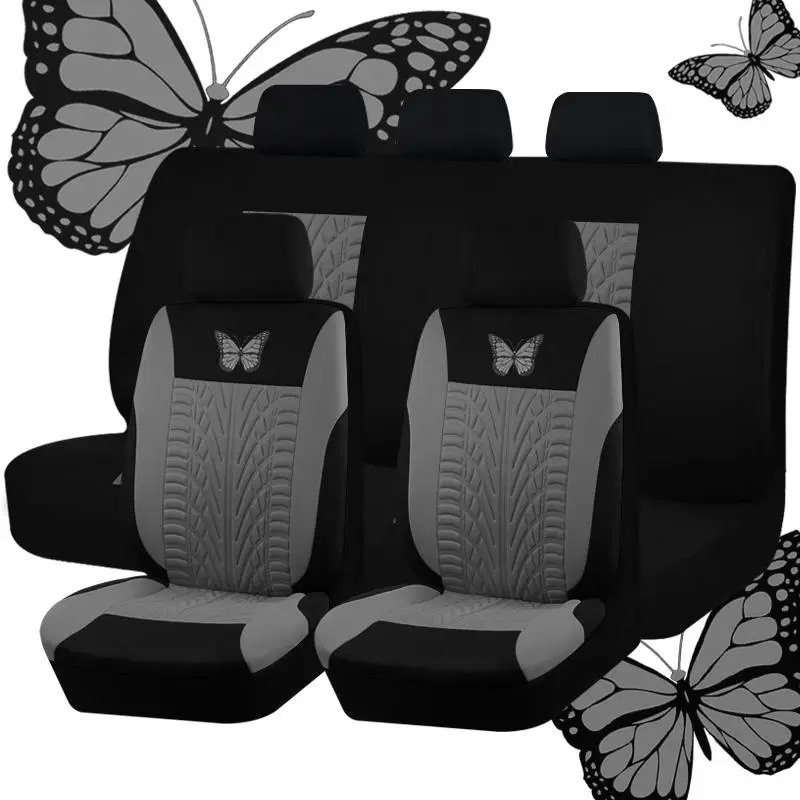 Butterfly Pattern Car Seat Cover, 1 Set Universal Seat Protector for Five Seats, Car Interior Decoration Accessories for Women