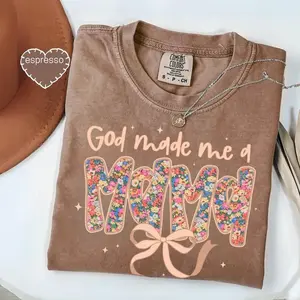Comfort Colors God Made Me A Mama Christian Moms Stylish Faith-Based Shirt - Soft Cotton Crewneck for Women, Relaxed Fit