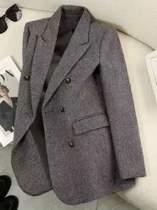 Women's Casual Versatile Suit Jacket, High-End Fashion Design for Spring Summer Fall 2026, Stylish and Elegant Outerwear, Long Sleeves Button Lapel Blazer Womenswear