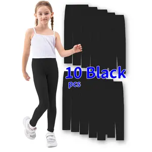 10pcs Random Girls' Cropped Leggings - High Stretch Polyester & Spandex Blend, Solid Color, Skinny Fit, Knit Fabric, All-Season Dance Pants, Non-High Quality, 92% Polyester 8% Spandex