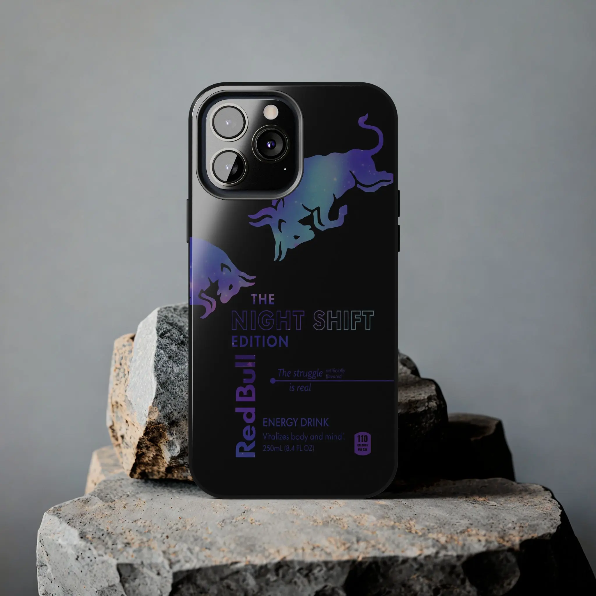 Energy Drink Inspired "Night Shift" Red Bull Edition Case Compatible with iPhone 17 16 15Pro, 14, 13, 12, 11, 8, XR Mini, Pro Max, Plus & SAMSUNG GALAXY 21 S22 S23 S24 25 ULTRA PLUS Accessories Protection unisex