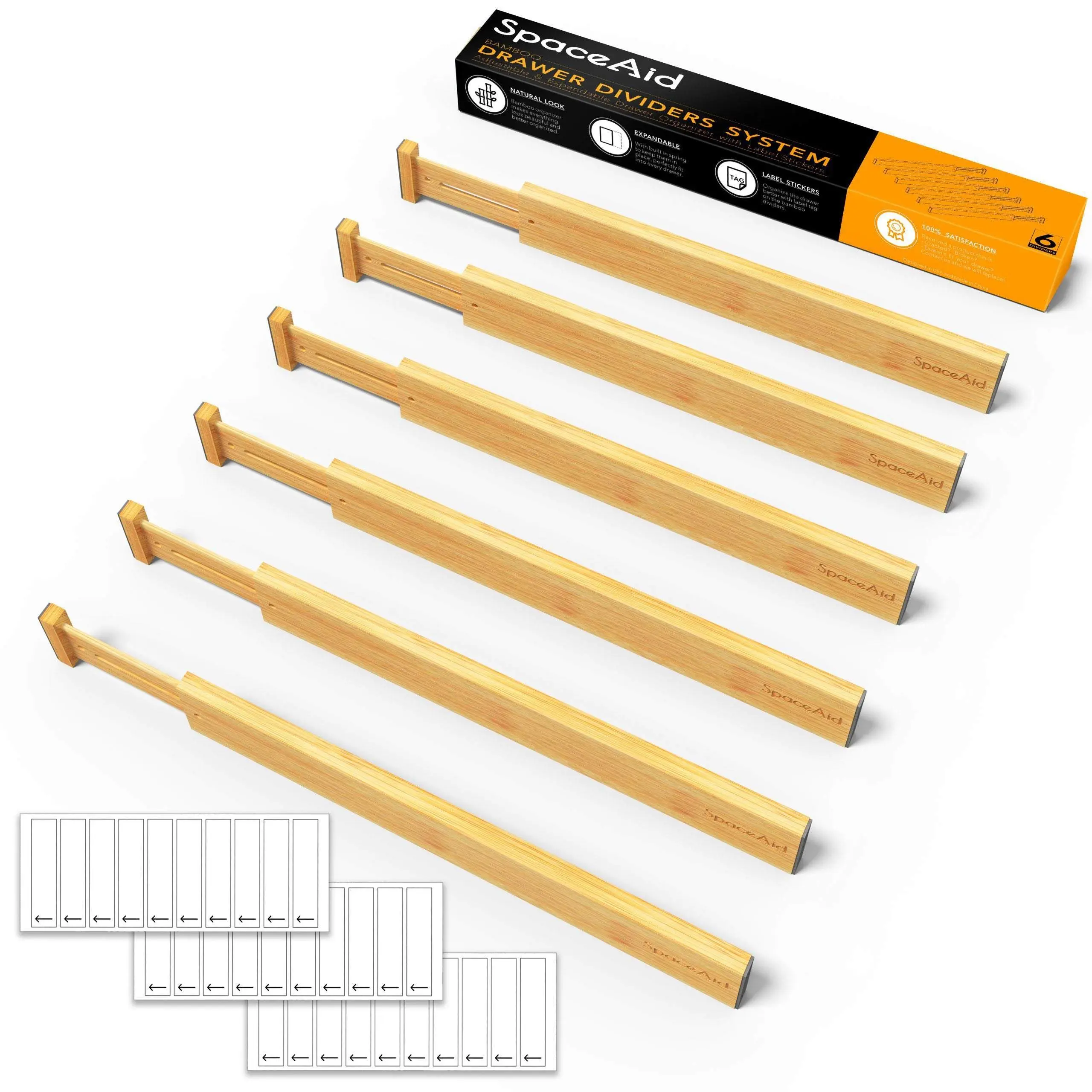 SpaceAid Bamboo Drawer Organizer for Tool Box Drawer Dividers with 6 Dividers SpaceAid Bamboo Drawer Organizer for Tool Box Drawer Dividers with 6 Dividers