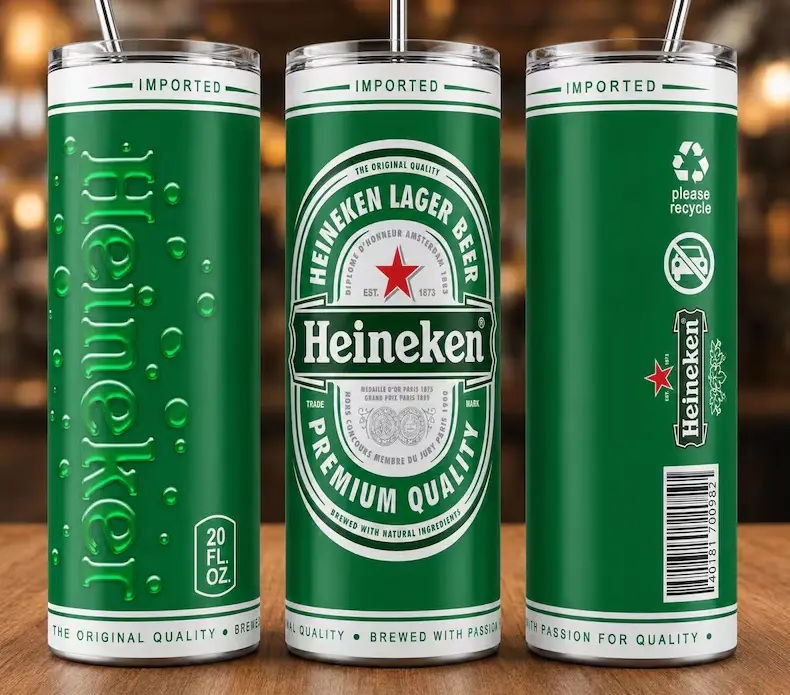[Green Beer Vintage Style] Green Beer Inspired 20 oz Skinny Tumbler, Stainless Steel Vacuum Insulated Travel Mug with Lid & Straw, Leakproof Hot & Cold Drink Cup, Barware Gift for Beer Lovers, Reusable Drinkware