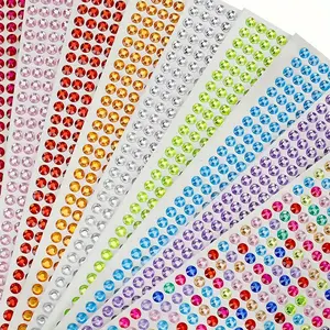 640pcs/pack 5mm Rhinestone Stickers, Gemstone Stickers, Self-adhesive Jewelry Stickers, Crafts Sparkling Rhinestone Stickers, Eye Makeup Decoration, Eyes, Nails, Acrylic Rhinestone Stickers In Various Styles