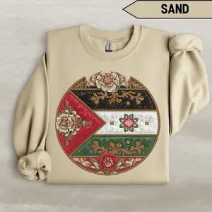 Palestine Sweatshirt Palestine Floral Sweater Free Indipendence T-Shirt Sweatshirt Unisex Coton Regular Siz Warm Winter