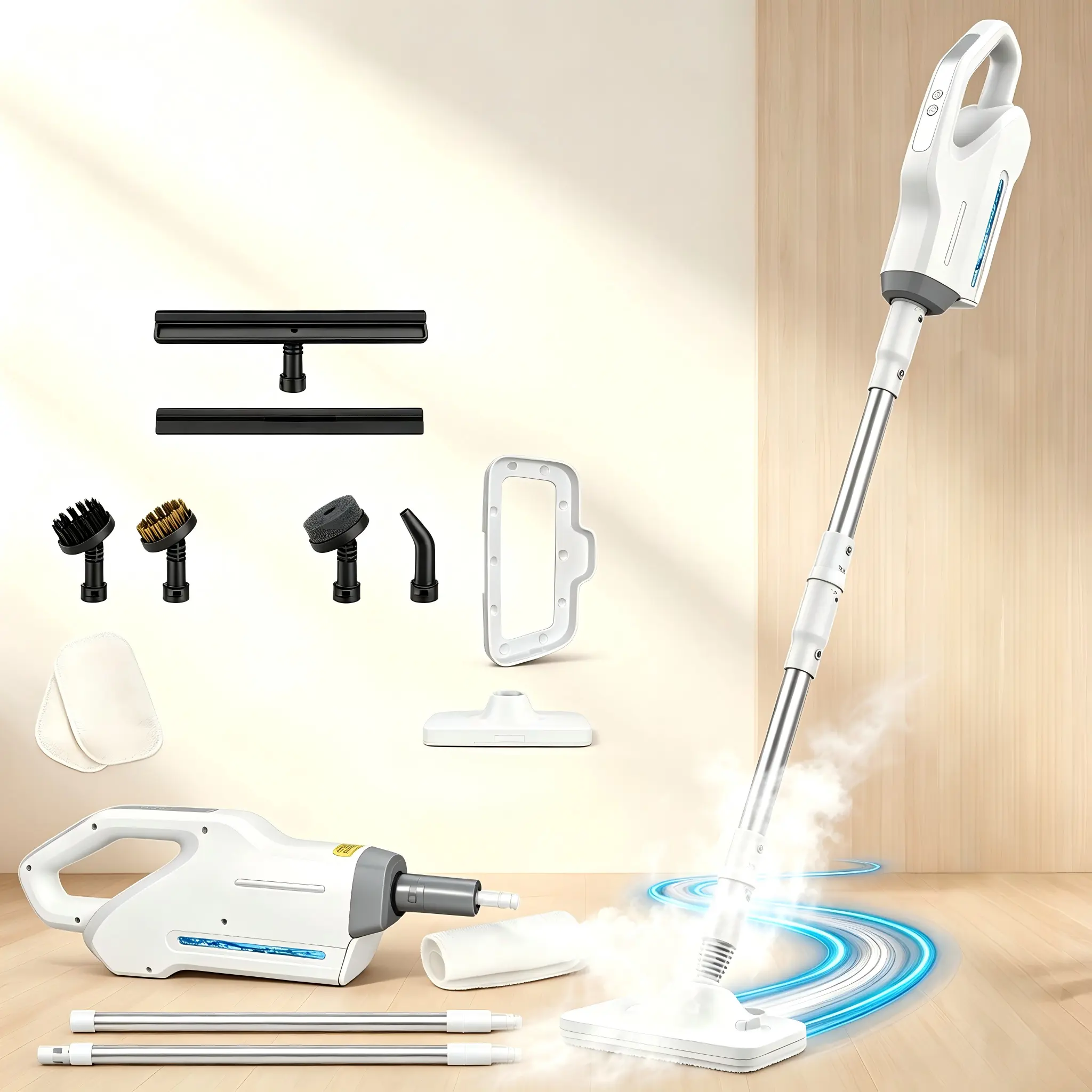 2-In-1 Steam Mop With Detachable Handheld Steam Cleaner, 500Ml Water Tank, Fast Heat Up Floor Cleaner For Tile, Grout, Carpet And BBQ Grill