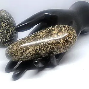 Natural Quartz Diorite Palm Stone Massage Wand - Healing Chakra, Aura, Metaphysical Spirit Crystal for Home, House Decor, Table Desk Ornament, Jewelry Accessories