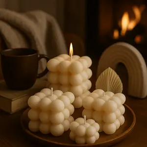 Mini Bubble AESTHETIC Cube Candle - Handmade Organic Soy Wax Decor, Scented or Unscented, 4x4x4 cm, Perfect for Home Styling & Gifts