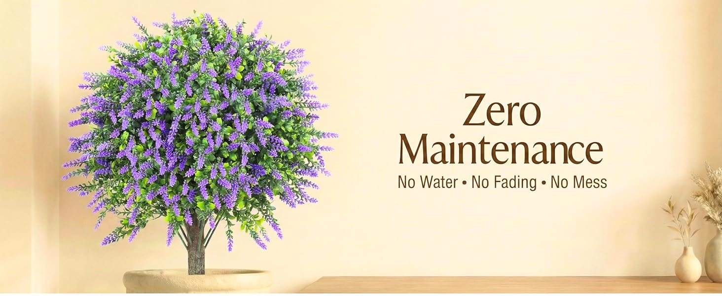 Artificial Boxwood Topiary Balls with Lavender – 24" Set of 2 Faux Shrub Bushes UV Resistant Faux Outdoor Plants for Indoor Porch Front Door, Evergreen Trees Faux Plant with Ground Spike, Mother's Day Gifts
