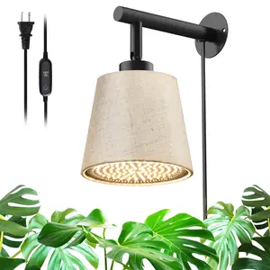 Bstrip Hanging Grow Light with Timer, Linen Shade Full Spectrum Plant Light for Indoor Plants Wall Ceiling Mount