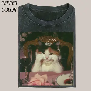 Vintage His Perfect Smile and Our Loving T-shirt, Cat Meme T-Shirt, Funny Cute Cat Shirt, funny shirts for women, Womenswear Cotton Top Streetwear