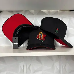 Exclusive Virgen de Guadalupe SnapBack Hat-Black/Red Cotton Cap