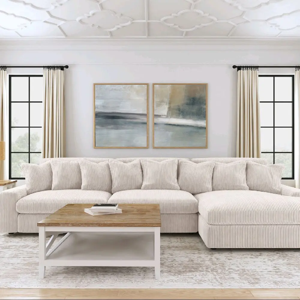 Blaine Upholstered Reversible Chaise Sectional Sofa Sand - Modern Living Room Furniture with Comfortable Seating and Stylish Design