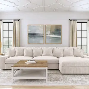 Blaine Upholstered Reversible Chaise Sectional Sofa Sand - Modern Living Room Furniture with Comfortable Seating and Stylish Design