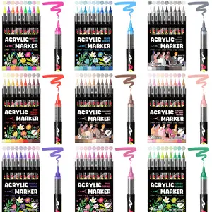 81 Colors Acrylic Paint Markers Set, 1 Box of 9, 9 Color Combinations, Rich Ink, Smooth Flow, Ideal for Crafts & Art, Kids Gift, Art Supplies