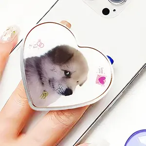 Cute Puppy Dog Collapsible Phone Grip & Stand - Aesthetic Heart Phone Charm Accessory for Girls & Women, Compatible with iPhone, Kindle, iPad | Funny Phone Kickstand Attachment for Dog Lover