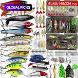 Full Range Lure Hard Bait Set, Fishing Tackle, Fishing Equipment, Fishing Supplies, Includes Multii-Jointed Fish, Minnow, Crankbait, Fishing Spoons and Spinnerbait, Various Topwater Lures, Artificial Fishing Lure, Fishing Lure Kit #GLOBAL PICKS