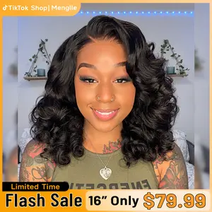 [Free Upgraded 7x6 Lace] Menglle Hair Blow Out 250% Density Bouncy Wave 7x6 Pre Cut Lace Front Wig Spiral Curl Gluess Human Hair Wigs With Middle Part 90s Style#greenish#TikTokShopSpringGlowUp