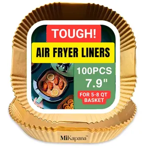 Square air fryer liners disposable, airfryer liners, parchment paper for air fryer accessories, liners for air fryer basket,100 sheets, 7.9"