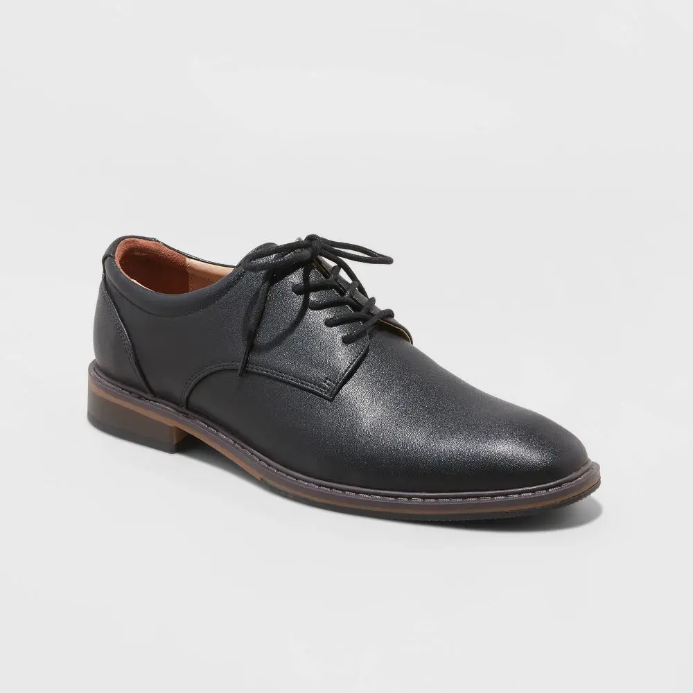 Men's Leo Oxford Dress Shoes - Goodfellow & Co Black 11.5: Lace Up Cushioned Footbed Flexible Outsole