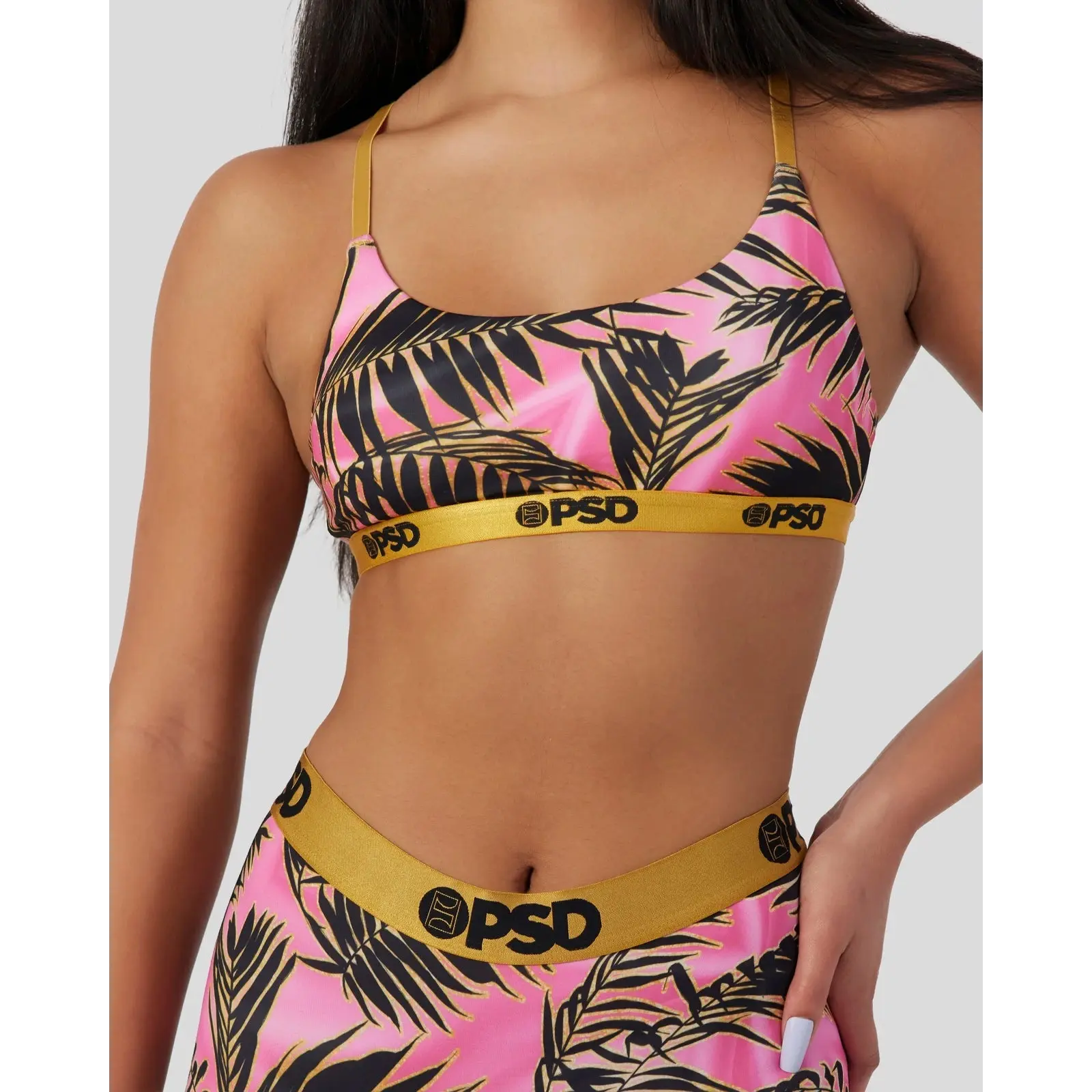 PSD Womens Katya Henry Silk Palms Scoop Bralette - Soft Breathable Fabric Bralette with Adjustable Straps, Soft Comfortable and Cute Womenswear
