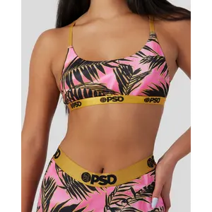 PSD Womens Katya Henry Silk Palms Scoop Bralette - Soft Breathable Fabric Bralette with Adjustable Straps, Soft Comfortable and Cute Womenswear