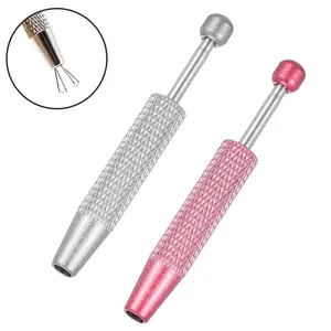 2 Pcs Piercing Ball Grabber Tool, Diamond 4 Prongs Claw Tweezers Stainless Steel Jeweler Pick Up Hardware Tool Piercing Assistant Pen for Tiny Objects Ic Chips Electronic Components