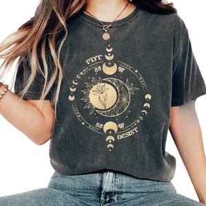 Celestial Moon Feminist Shirt | Subtle Political Protest Tee | Pro Choice Democrat Activist Top | Empowerment Gift for Her Cotton Womenswear Cute Fit summer clothes Casual Graphic Short Sleeve T-Shirt Breathable Comfy